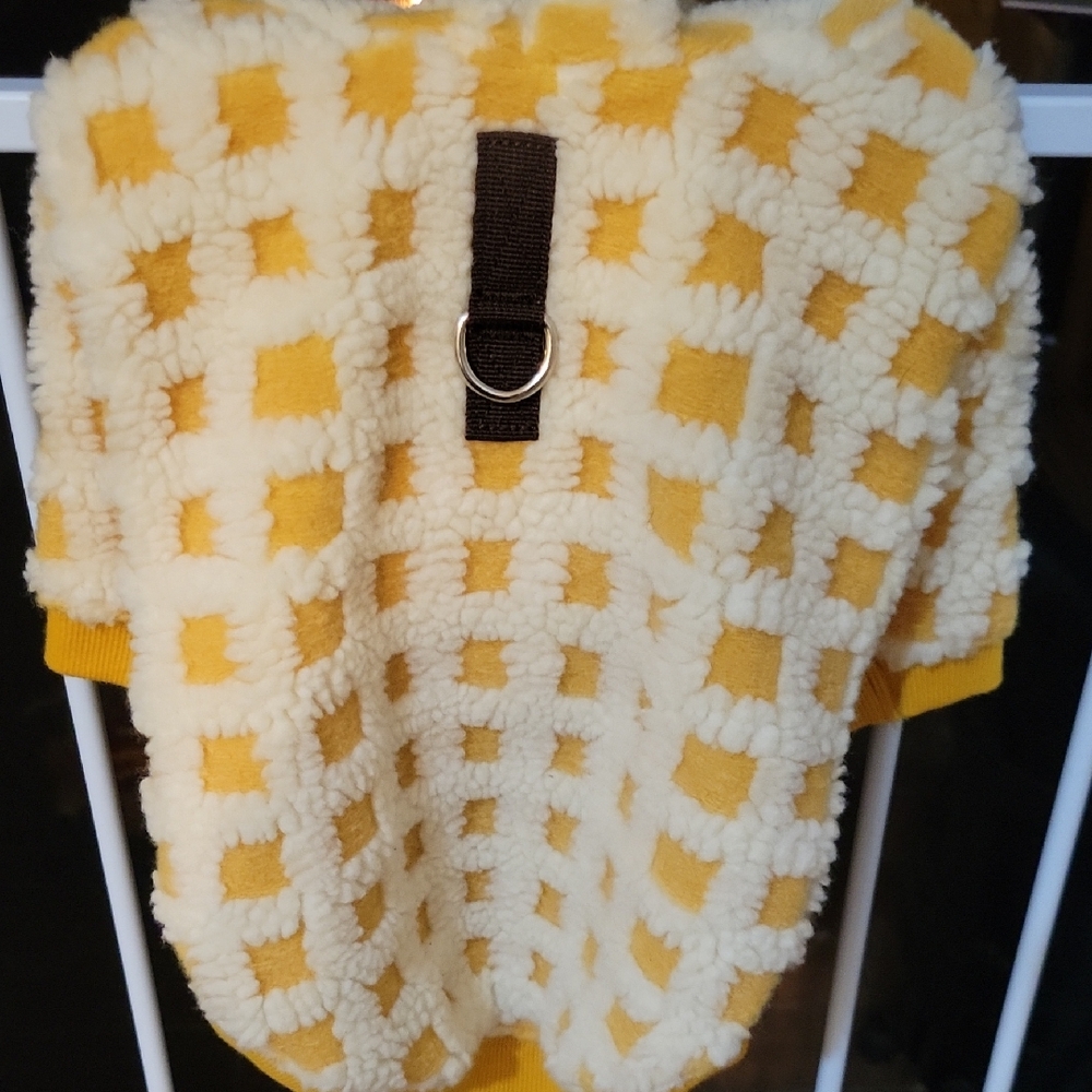 Cozy Yellow and Cream Checkered Pet Sweater